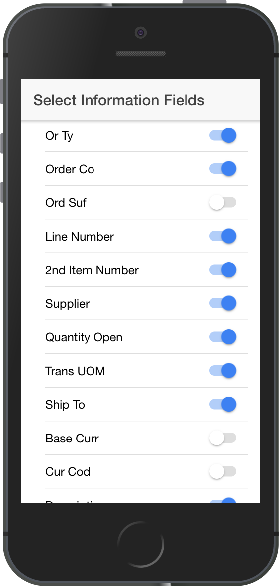 Select Information Fields